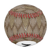 モノグラム様式化された蛇の皮 野球ボール (裏面)