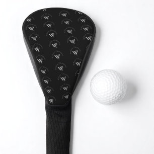 モノグラム模様を有するブラックゴルフヘッドカバー ゴルフヘッドカバー
