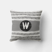 モノグラム模様白黒及びグレーボホ クッション (裏面)