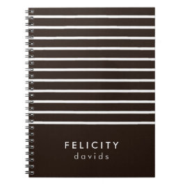 モノグラム横ストライプ線ブラウンおよび白 ノートブック
