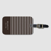 モノグラム横ストライプ線ブラウンおよび白 ラゲッジタグ (正面横)