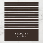 モノグラム横ストライプ線ブラウンおよび白 ワインラベル (シングルラベル)