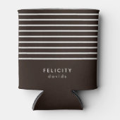 モノグラム横ストライプ線ブラウンおよび白 缶クーラー (正面)