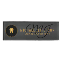 モノグラム歯科医務室-黒と金ゴールド 名札