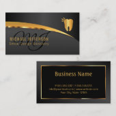 モノグラム歯科医院 – 黒と金ゴールド 名刺 (正面/裏面)