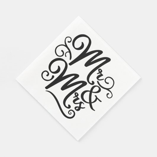 モノグラム氏の結婚たった今結婚しました白黒 スタンダードランチョンナプキン (角)