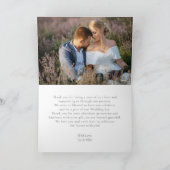 モノグラム水の色のフローラ結婚の写真ありがとう カード (内部)