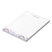 モノグラム水の色を行う紫色のワイルドフラワーのリスト ノートパッド (回転)