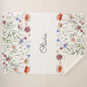 モノグラム水の色カラフル野草草原 シェルパブランケット (正面(横))