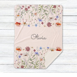 モノグラム水の色カラフル野草草原 シェルパブランケット