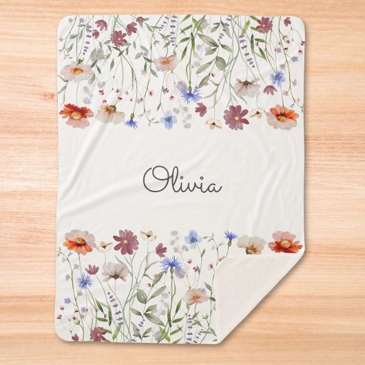 モノグラム水の色カラフル野草草原 シェルパブランケット