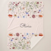 モノグラム水の色カラフル野草草原 シェルパブランケット (正面)