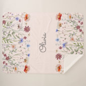 モノグラム水の色カラフル野草草原 シェルパブランケット (正面(横))