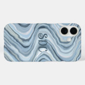 モノグラム水の色パステルストライプティール（緑がかった色）ブルーネイビー Case-Mate iPhoneケース (裏面 (横))