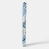 モノグラム水の色パステルストライプティール（緑がかった色）ブルーネイビー Case-Mate iPhoneケース (裏面 / 右)