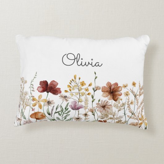 モノグラム水の色ワイルドフラワーかわいらしフローラ アクセントクッション (裏面)