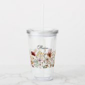 モノグラム水の色ワイルドフラワーかわいらしフローラ アクリルタンブラー (正面)
