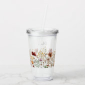 モノグラム水の色ワイルドフラワーかわいらしフローラ アクリルタンブラー (裏面)