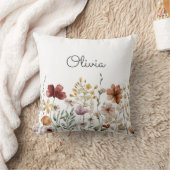 モノグラム水の色ワイルドフラワーかわいらしフローラ クッション (ブランケット)