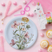 モノグラム水の色ワイルドフラワーブーケ#1 ペーパープレート (パーティー)