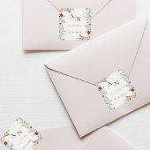 モノグラム水の色ワイルドフラワー結婚のフローラ スクエアシール