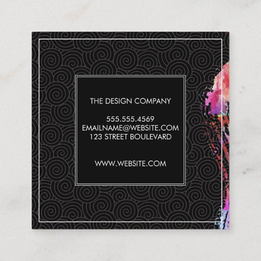 モノグラム水カラーつや消し旋回パターン スクエア名刺 (裏面)