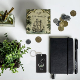 モノグラム水カラーイニシャルブラックアクリルキーチェーン キーホルダー