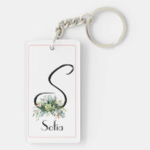 モノグラム水カラーイニシャルブラックアクリルキーチェーン キーホルダー (裏面)