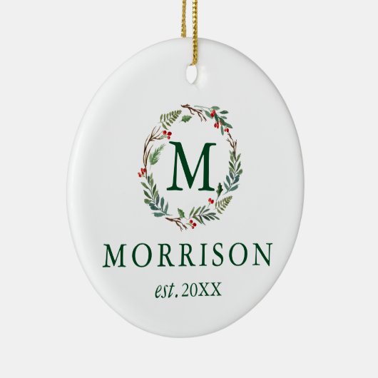 モノグラム水カラーリース新着写真バック セラミックオーナメント (右)