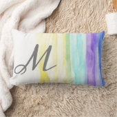 モノグラム水カラー絵を描カラフルストロークデザイン ランバークッション (ブランケット)