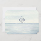 モノグラム水カラー航海の海結婚いかり 招待状 (裏面)