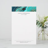 モノグラム水カラーGeodeグリーンアゲートマラカイト 便箋 (スタンド正面)