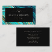 モノグラム水カラーGeodeグリーンアゲートマラカイト 名刺 (正面/裏面)