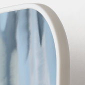 モノグラム水ストライプ色の青いネイビー灰色のパターン ピックルボールラケット (左詳細)