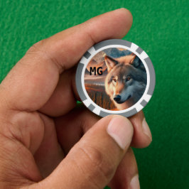 モノグラム水彩オオカミポーカーチップ ポーカーチップ