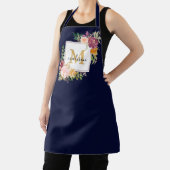 モノグラム水彩カラフルバラ花フローラ エプロン (インサイチュ)