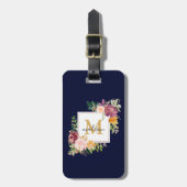 モノグラム水彩カラフルバラ花フローラ ラゲッジタグ (正面縦)