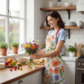 モノグラム水彩フローラモダンガーリー エプロン