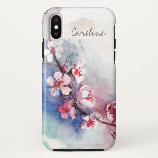 モノグラム水彩フローラ桜さくらんぼ花 Case-Mate iPhoneケース (裏面)