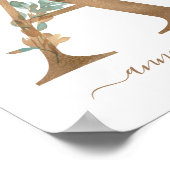 モノグラム水彩フローラ金ゴールドレターAポスター ポスター (角)