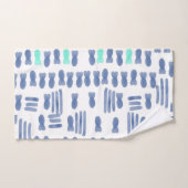 モノグラム水彩ブラシストローク魚 バスタオルセット (ハンドタオル)