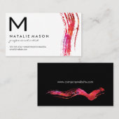 モノグラム水彩ブラシ変動白黒 名刺 (正面/裏面)