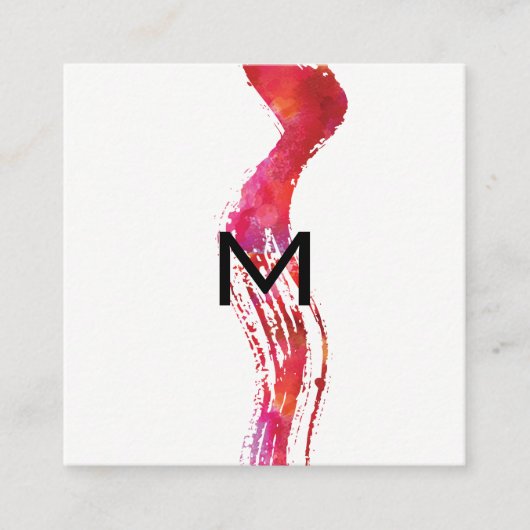モノグラム水彩ブラシ スクエア名刺 (正面)