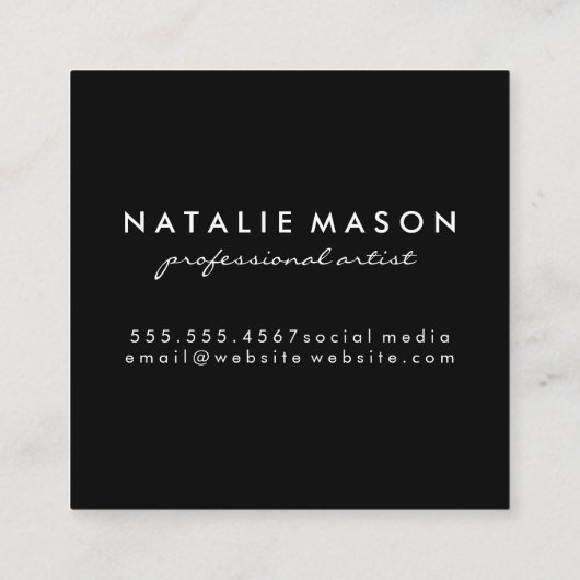 モノグラム水彩ブラシ |大理石金ゴールド スクエア名刺 (裏面)