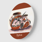 モノグラム水彩先住民アメリカ陶芸 ラージ壁時計 (傾斜)