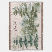 モノグラム水彩林と山素朴 スローブランケット (正面縦)