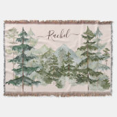 モノグラム水彩林と山素朴 スローブランケット (正面)