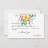 モノグラム水彩熱帯花感謝してい葉 サンキューカード (裏面)