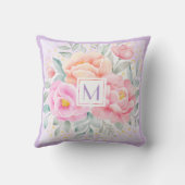 モノグラム水彩牡丹バラピンクフローラボーホ クッション (裏面)