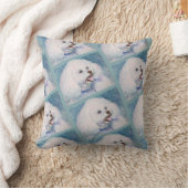 モノグラム水彩白色ビコンフリーズ クッション (ブランケット)